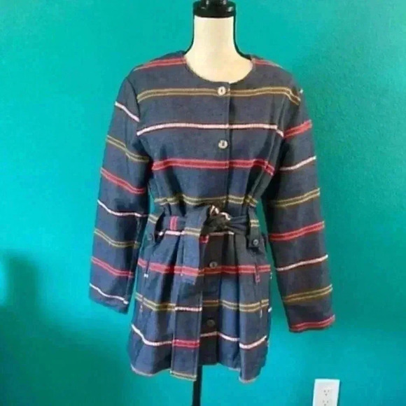 Anthropologie Dolan left coast Piccadilly blue striped jacket - Picture 3 of 9